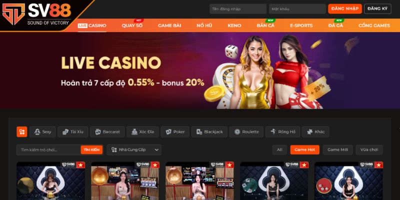 Casino trực tuyến SV88 cực thú vị cho người chơi
